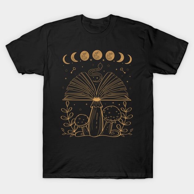 Dark Academia Aesthetic Book Witchy Psychedelic T-Shirt by gogo-jr